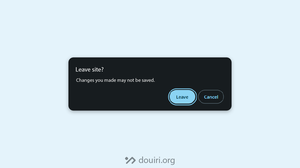 browser confirmation dialog on leaving with unsaved changes