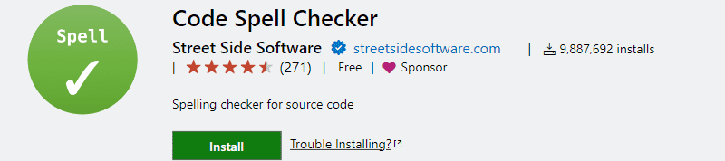 code-spell-checker screenshot